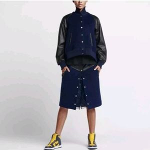 Nike Lab Women's Leather & Wool Windrunner Skirt Size Medium